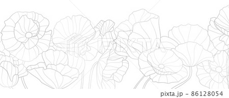 Silver flowers background. Boho grey flower, line floral design banner. Art bouquet of wildflowers, vector illustration 86128054