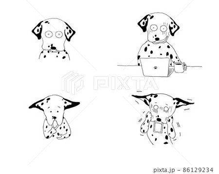 ダルメシアンの手書きイラスト 86129234