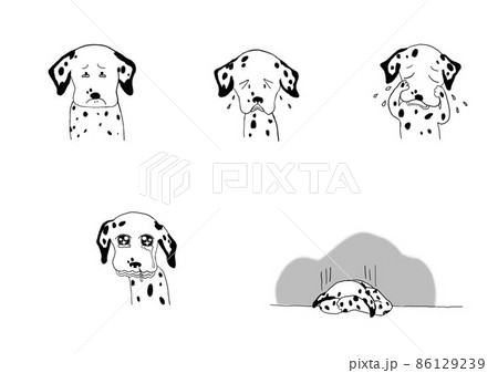 ダルメシアン 手書きイラストのイラスト素材