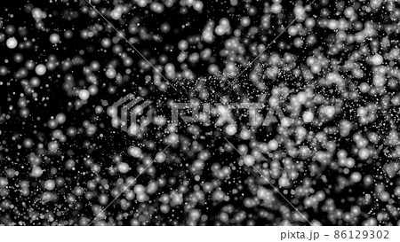 White Snow Falling on Isolated Black Background 86129302