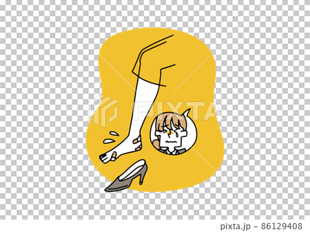 It looks like the legs are tattered with high heels. Comical handwritten person vector, simple coloring on line drawing. 86129408