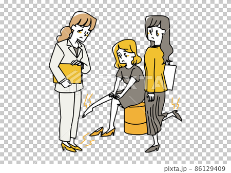 Women with high heels and pain in their legs Comical handwritten figures Vectors, simple coloring of line drawings Women with high heels and pain in their legs Comical handwritten figures Vectors, simple coloring of line drawings 86129409