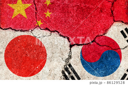 国家間の国際紛争・政治対立イメージ/ 3カ国 (日中韓) 国家間の国際紛争・政治対立イメージ/ 3カ国 (日中韓) 86129528