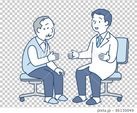 診察の時、医師に相談するシニア男性 86130049