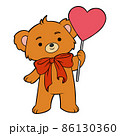 Cartoon illustration, Loving bear holding a heart on a stick 86130360
