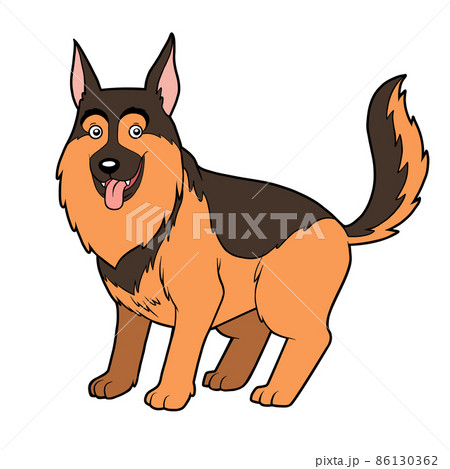 Cartoon illustration for children, German shepherd dog 86130362