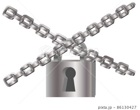 The gray metal chain and padlock, handcuffed card, illustration. The gray metal chain and padlock, handcuffed card, illustration. 86130427
