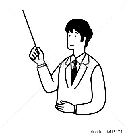 指し棒を持つシンプルな男性のイラスト 指し棒を持つシンプルな男性のイラスト 86131754