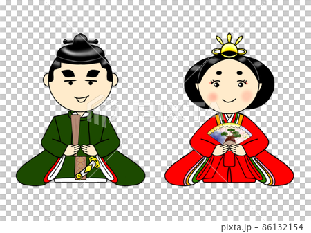 ひな祭りのお雛様とお内裏様のペア ひな祭りのお雛様とお内裏様のペア 86132154