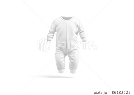 Blank white baby zip-up sleepsuit mockup, front view 86132525