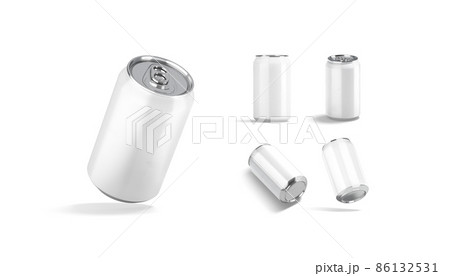Blank white aluminum 330 ml soda can mockup, different views 86132531