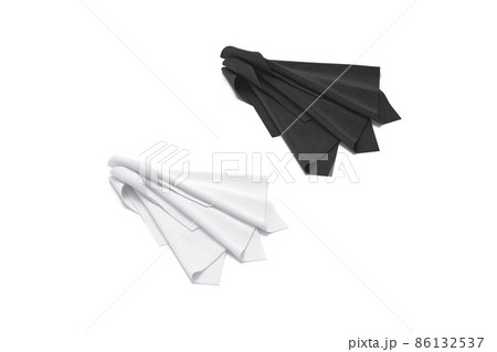 Blank black and white twisted fabric samples mockup, side view Blank black and white twisted fabric samples mockup, side view 86132537