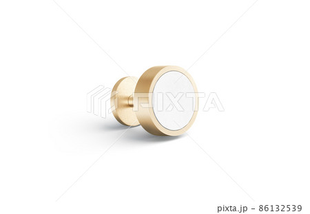 Blank round gold cufflinks stud mockup lying, side view 86132539