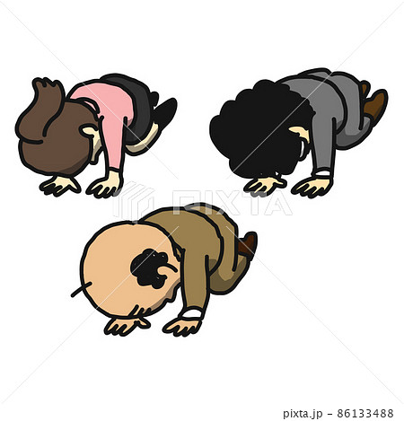 がっかりしている3人のサラリーマンのイラスト。 86133488