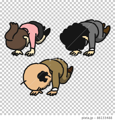 がっかりしている3人のサラリーマンのイラスト。 86133488