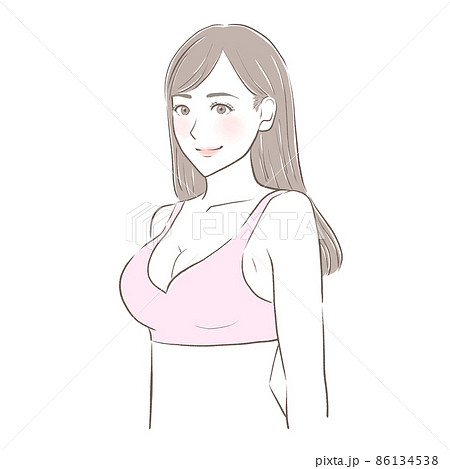 Happy Smiling Woman With Big Breast. Stock Photo, Picture and