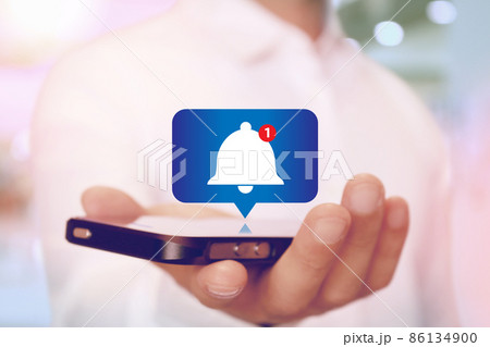 スマホに出るベルの通知 Bell of Notification on Smartphone 86134900