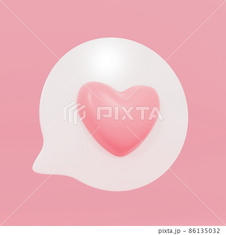 3dレンダリング 吹き出しにハートマーク Sns お気に入り 好き ピンク かわいい正方形バナーのイラスト素材