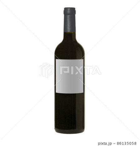 red wine bottle with blank label isolated on white background. red wine bottle with blank label isolated on white background. 86135058