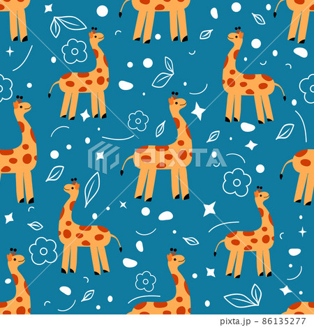 Nature Africa Animal Giraffe Zoo Childish Pattern 86135277