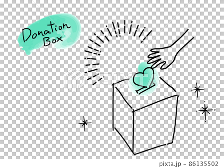 捐款箱和手的簡單圖解 86135502