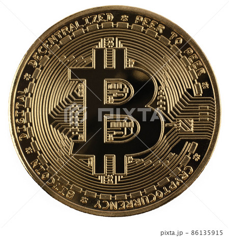 Bitcoin coin symbol face side on white background. Close-up. Business, money, cryptocurrency concept. Bitcoin coin symbol face side on white background. Close-up. Business, money, cryptocurrency concept. 86135915