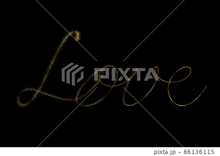 金色のパーティクルで描いたloveの文字の3Dイラスト 金色のパーティクルで描いたloveの文字の3Dイラスト 86136115