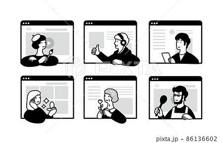 SNSを楽しむ人々のイメージイラスト 86136602
