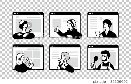 SNSを楽しむ人々のイメージイラスト 86136602