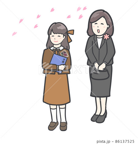 卒業を迎えた女の子　桜ひらり 86137525