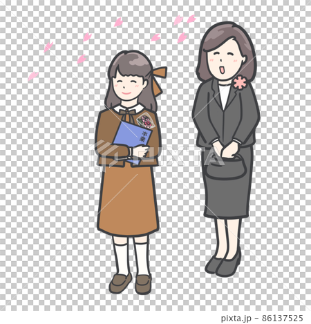 卒業を迎えた女の子　桜ひらり 86137525