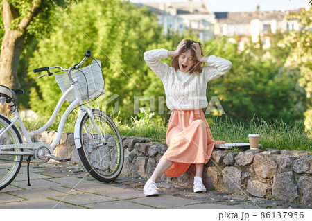 Young cute girl looking sleepy and relaxed 86137956