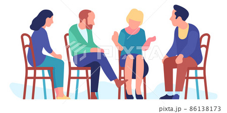 Addiction treatment session. People discussion in psychological group 86138173