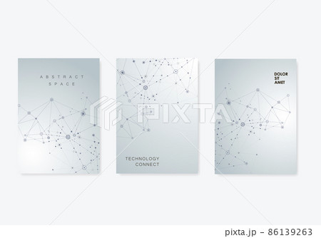 DNA modern shapes wellness treatment life. Vector cover design template. Scientific gene cell illustration. Molecules illustration. Atom structure background 86139263