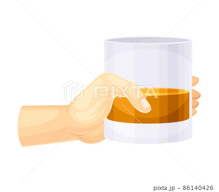 Male hand holding glass of alcoholic drink vector illustration Male hand holding glass of alcoholic drink vector illustration 86140426