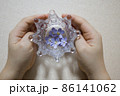 王冠にパープルのお花　こどもの手を添えて 86141062