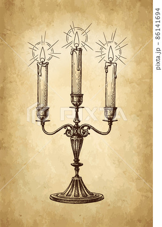 Burning candles in candelabrum. 86141694