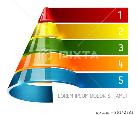 Glossy semitransparent sales pyramid for marketing infographic. Sales funnel glass vector element. Isolated on white background. Five steps infographic design Glossy semitransparent sales pyramid for marketing infographic. Sales funnel glass vector element. Isolated on white background. Five steps infographic design 86142233
