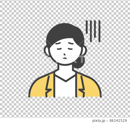 女性社員がどんよりしている表情のイラスト素材 86142529