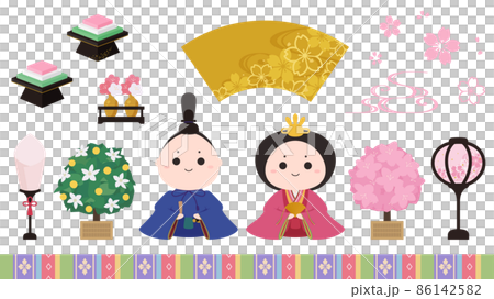 かわいいお雛様のイラスト素材セット_ひな祭り かわいいお雛様のイラスト素材セット_ひな祭り 86142582