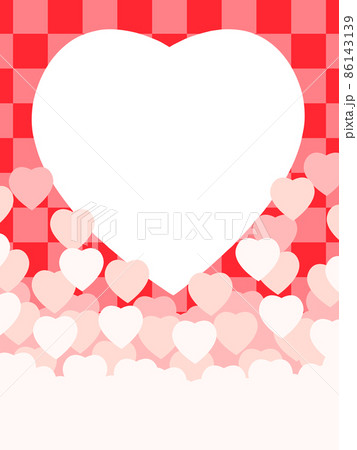 ハートのフレーム素材　市松模様　ピュアレッド 86143139