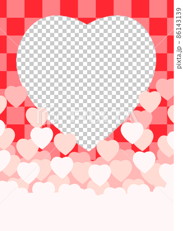 ハートのフレーム素材　市松模様　ピュアレッド 86143139