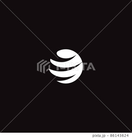 Abstract round logo template with three strips cutout ball. World network, global communicate, globe transportation symbol. Balloon minimal logotype concept. Vector icon. 86143624