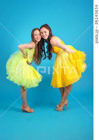 Two young girls in ballroom dress Two young girls in ballroom dress 86143634