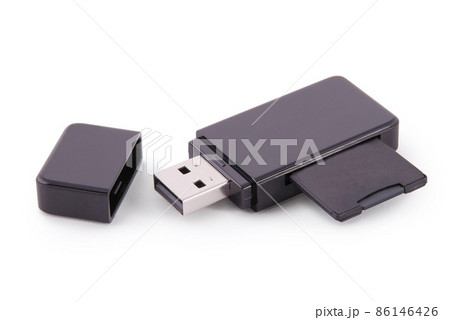 Black card reader with memory card (Clipping path) Black card reader with memory card (Clipping path) 86146426