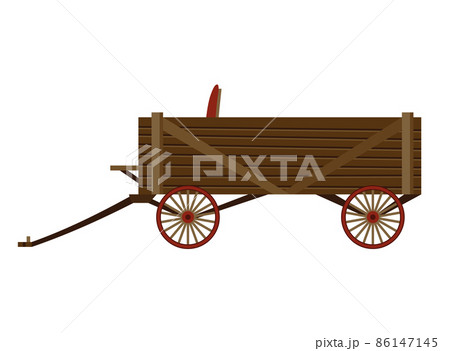 Wild west cartoon wagon. Old western carriage icon isolated on white background 86147145