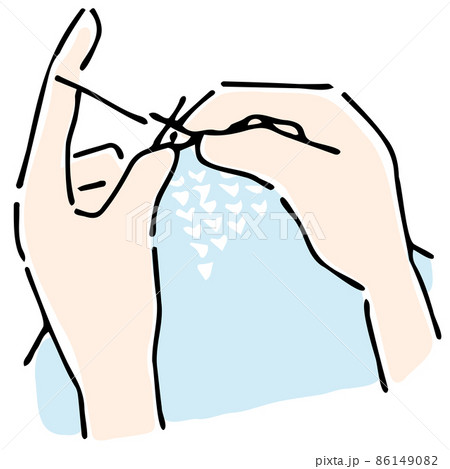 棒針編みをする手元 棒針編みをする手元 86149082