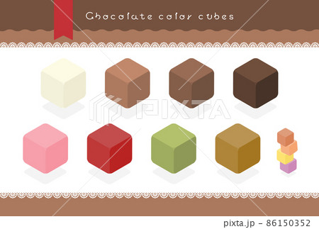 カラフルなチョコレートみたいな立方体 - かわいいインフォグラフィック・アイソメトリックデザイン 86150352