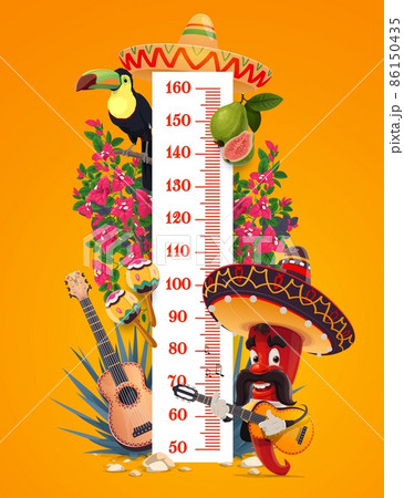 Kids Height Chart Mexican Characters Growth のイラスト素材