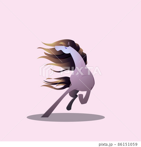 Beautiful Horse Long Hair Mare Run Pose Elegance Fantasy Cartoon Beautiful Horse Long Hair Mare Run Pose Elegance Fantasy Cartoon 86151059